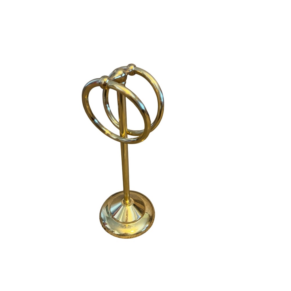 Vintage Brass Countertop Fingertip Towel Holder Double Ring Guest Towel Stand